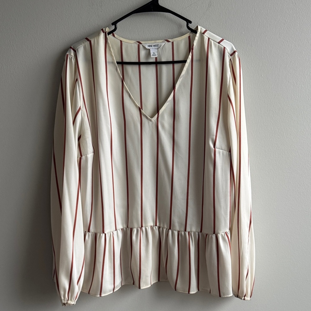 Nine West Cream and  Striped Blouse